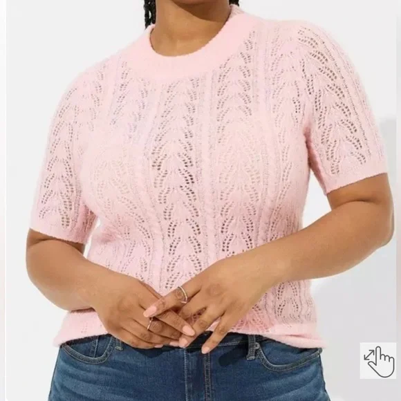 NWT Torrid Pink Sweater Short Sleeves SIZE 1 (14-16) #80 - Picture 3 of 7